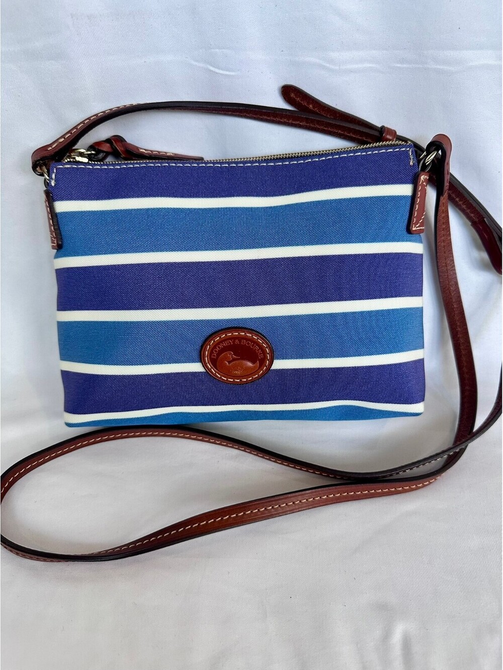 Dooney & Bourke RK299LH Blue White Striped Crossbody Pouchette